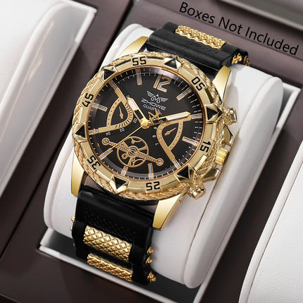 Luxury Men Business Watches Casual Silicone Strap Analog Quartz Wristwatches Reloj Hombre Clock Gift (Without Box)