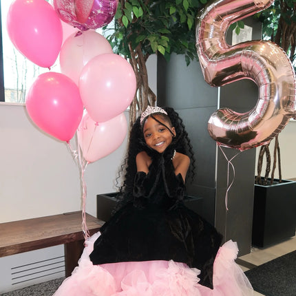 Black & Pink Girl's Birthday Party Dresses Customized Flower Girl Dress for wedding Princess Baby Kids Pageant Gown