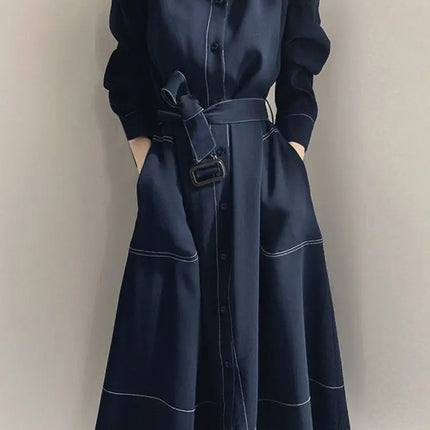 ZANZEA Fashion Long Shirt Dresses Women Elegant Streetwear Office Lady Midi Vestidos Belted Casual Autumn Long Sleeve Party Robe