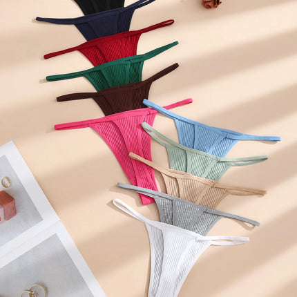 11Pcs Sexy Women‘s Thongs Low Waist Panties Underwear Solid Girls Briefs Cotton G-String Breathable Ladies Panty Female Lingerie