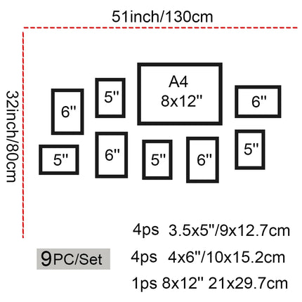 5/7/9/14ps Black Combination Blank Photo Frame Set Nordic Home Decor Family Photo Frame Wall Art Poster Prints Without Mat