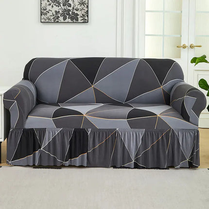 XM-Luvetoria 1pc Printed Sofa Slipcover Non-slip Elastic Sofa Cover With Skirt Furniture Protector for Bedroom Office Living Room Home Decor