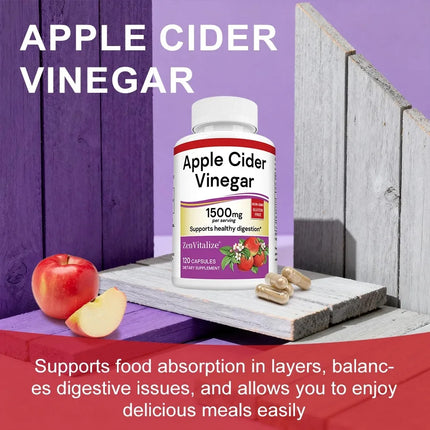 Apple Cider Vinegar Supplement - 120 Capsules, for Men and Women, Supports Digestion, Keto Routines, and Balanced Nutrition