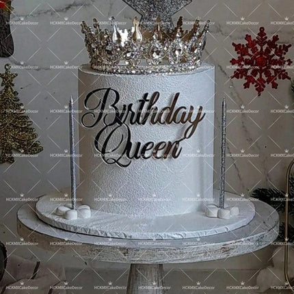 3pcs Birthday Princess Queen Acrylic Cake Topper Gold Silver Mirror Cake Insert Happy Birthday Cake Decoration for Women