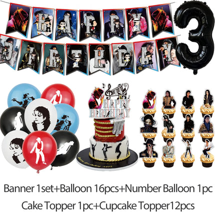 Michael Jacksons Birthday Party Decorations Fans Party Supplies Cake Topper Balloons Background Photo Studio Photography Props