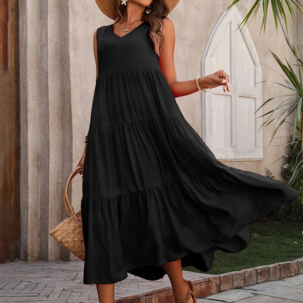 2024 Women Dress Summer Casual Brand Dresses Elegant Yellow Black Dress Femme
