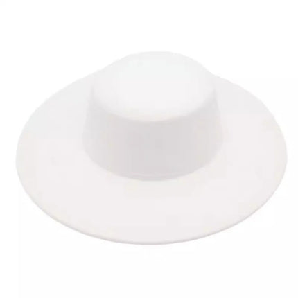 French Retro Women Flatcap Wide Brim Hepburn Style Flat-top Cap Solid Color Felt Hat Church