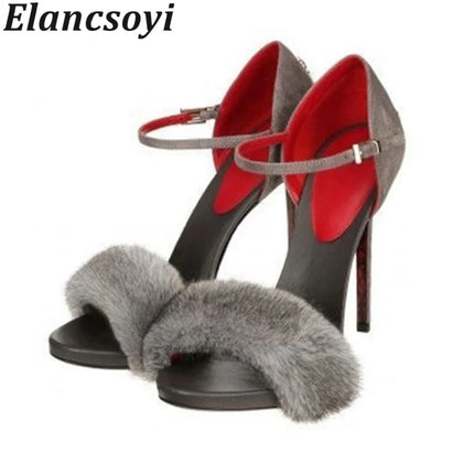2025 Super High Heels Leather Sandals Women Open Toe High Heel Party Shoes Summer Ankle Strap Women's Gladiator Sandalias Mujer