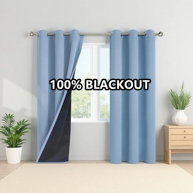 1panel Solid 100% Blackout Curtains with Grommets, Total Privacy Drapes for Bedroom, Beautiful Curtains for Living Room