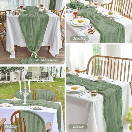Sage Green Cheesecloth Table Runner Rustic Boho Gauze Blue Pink Table Runner Wedding Baby Shower Birthday Party Home Decorations
