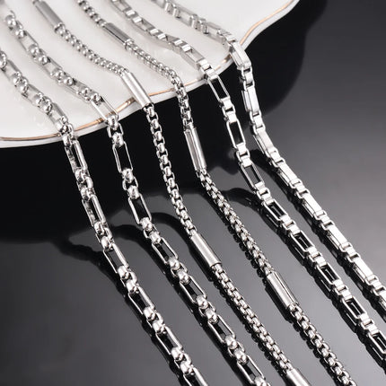 New 1 piece Stainless Steel Square Pearl Chain Necklace 3:1 Handmade Box Chain DIY Jewelry Making Bracelet Anklet Necklace