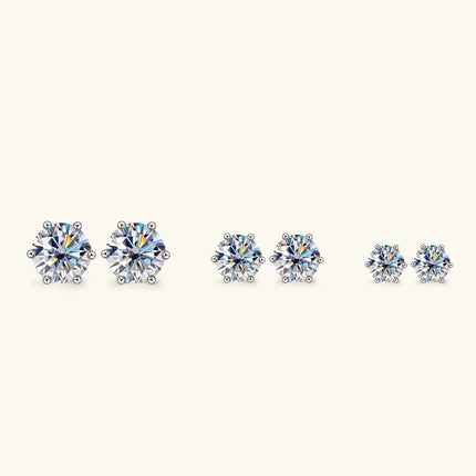 OXTAO 18K White Plated 0.5-2ct Moissanite Diamond Stud Earring Real 925 Silver Wedding Earring Luxury Women's Jewelry Certified