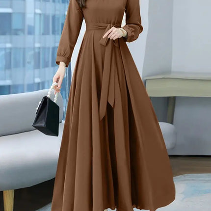 ZANZEA Women Long Sleeve A-line Sundress Spring Long Dress Autumn Solid Party Holiday Maxi Dresses Vestidos Femme Vintage Robe