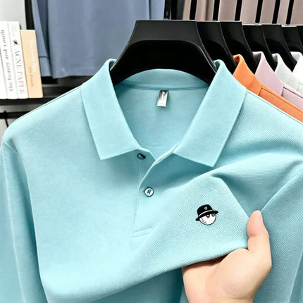 2026 Men's Summer High end Printed Golf Collar T-shirt Solid Color Breathable Office and Leisure High quality Men's Wear S-4XL