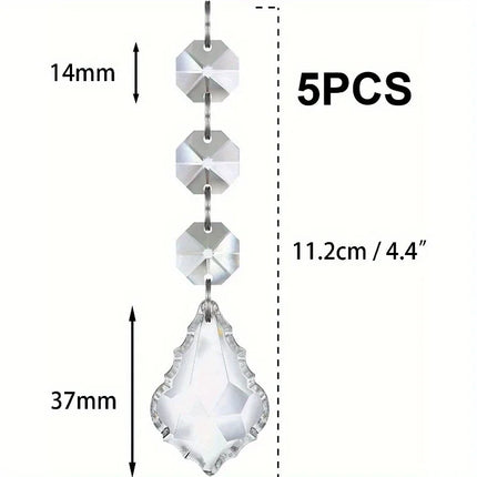 5PCS Snowflake Crystal Christmas Ornaments for Tree Decorations, Hanging Crystals for Centerpieces Acrylic Chandelier Garland Beads Strands Prism Decorations Clear Teardrop Chandelier Crystals Pendant Wedding Home Garden Outd