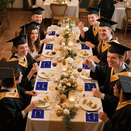 50 PCS Blue Grad Napkins 6.5in, Congrats Disposable Paper for Party Table