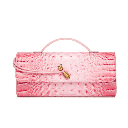 Crocodile Embossed Rectangular Clutch Handbag with Top Handle & Detachable Crossbody Strap, Twist Lock Flap Shoulder Bag for Outdoor Camping Beach Travel Wedding Occasions, Large Capacity Portable Shoulder Purse Holding Smart