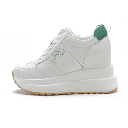 Spring Autumn 9cm Platform Wedge Sneakers New Women Sports Shoes Genuine Leather Footwear Black Fashion Sneakers Summer Shoes