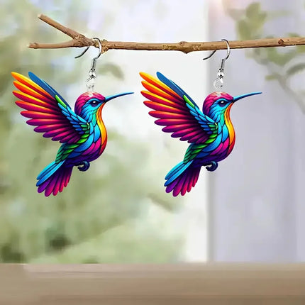 Jardme Colorful Hummingbird Dangle Earrings for Women Fashion Cute Animal Earrings Women's Statement Jewelry Gifts