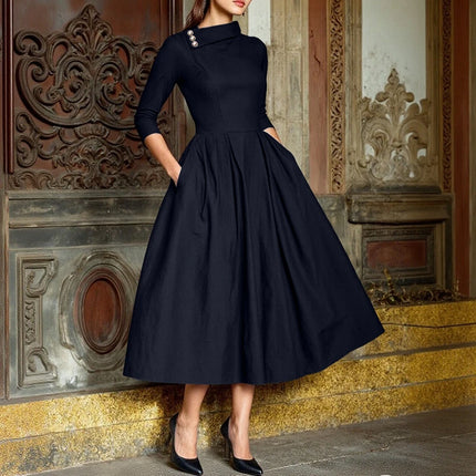 ZANZEA Women Elegant Long Dresses Summer Spring Casual A-Line Vestidos Fashion Buttons Lapel Solid Midi Sundress Streetwear OL