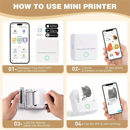 Portable Thermal Printer With 16 Roll Of Paper, Multi-function Printer, Photo/Text//Graphic Label/to-do Printing Device Accessories, USB Charging Compatible With Smartphones | Office/Home/Gift