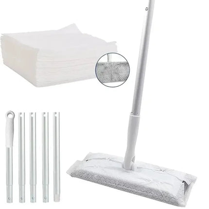 3pcs New Home Electrostatic Dust Collector Mop Foldable Long Handle With Disposable Vacuum Paper Floor Household Cleaning Tool