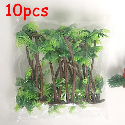 10pcs Palm Tree With Coconuts Cake Topper Coconuts Tree Cupcake Topper For Hawaiian Tropical Baby Shower Kids Birthday Party