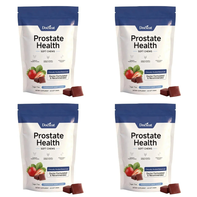 Docteat Men’s Prostate Wellness Soft Chews Plant Sterols Zinc Selenium Reishi Pomegranate Berry Flavor Sugar Free 60 Count