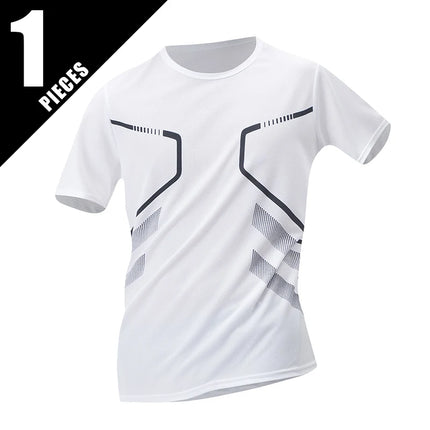 1/3 Piece Men's Four Season Printed Short Sleeved Sports Fitness Quick Drying Comfortable Plus Size Youth Casual Basic Top