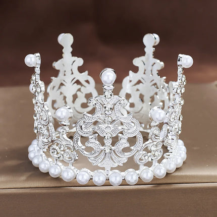 Mini Crown Cake Topper Crystal Headpiece Tiara Rhinestone Crown Cake Decoration for Wedding Birthday Baby Shower Party Favors