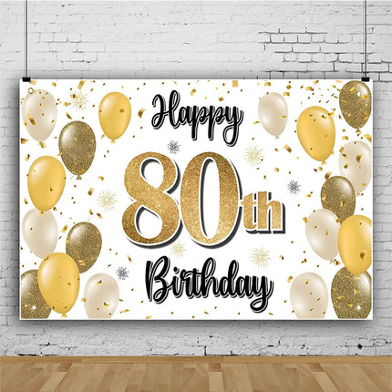 Rose Gold 80s Themed Banner Photography Background Cloth, Pink 80th Birthday Happy Party Decoration Photography Studio Backdrop