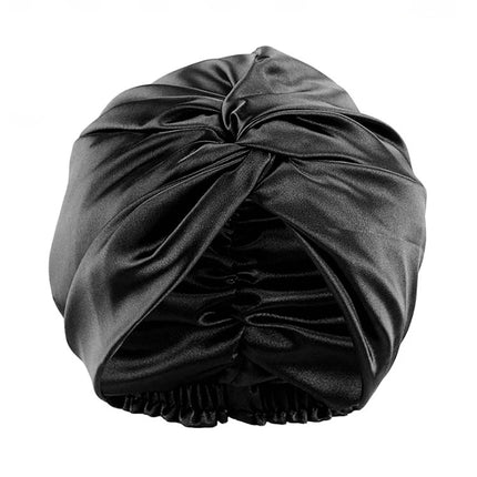 100% Double Silk Sleeping Cap Night Silk Sleeping Bonnet Cover for Women with Elastic Ribbon for Hair Care Long Hair