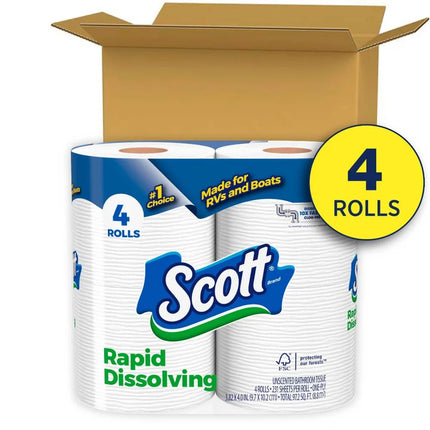 PinK-Scott Rapid-Dissolving Toilet Paper for RVs & Boats, 4 Double Rolls,Best Seller