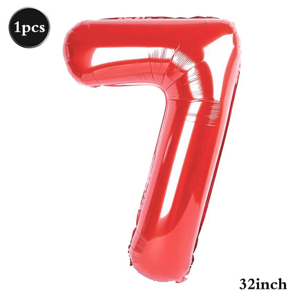 32Inch Multicolor Number 7 Balloon Large Number Balloons 0-9 Boys Girls Birthday Decoration Women Men Party Anniversary Supplies