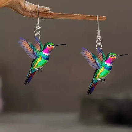 Jardme Colorful Hummingbird Dangle Earrings for Women Fashion Cute Animal Earrings Women's Statement Jewelry Gifts