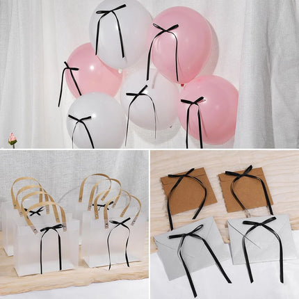 10pcs/20pcs Black Satin Bow Cake Toppers Pre-tied Ribbon Bows for Birthday Wedding Party Cake Decoration Supplies