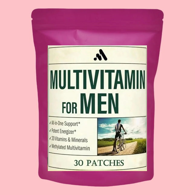 Multivitamin for Men Transdermal Patch, Containing Vitamins A, B6, B12, Zinc, Calcium, and Vitamin D 30 Patches
