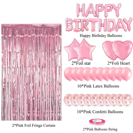 Happy Birthday Party Decoration Five Pointed Star Heart Shaped Glitter Balloon Set Birthday Party Decoration Supplies