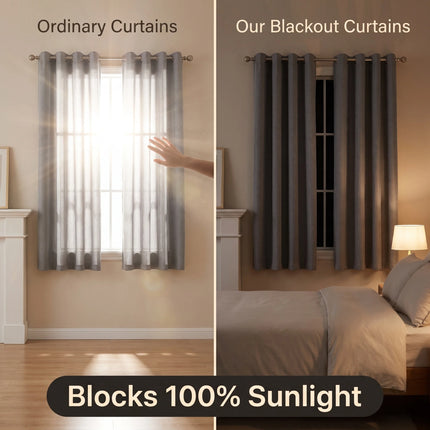 1panel Solid 100% Blackout Curtains with Grommets, Total Privacy Drapes for Bedroom, Beautiful Curtains for Living Room