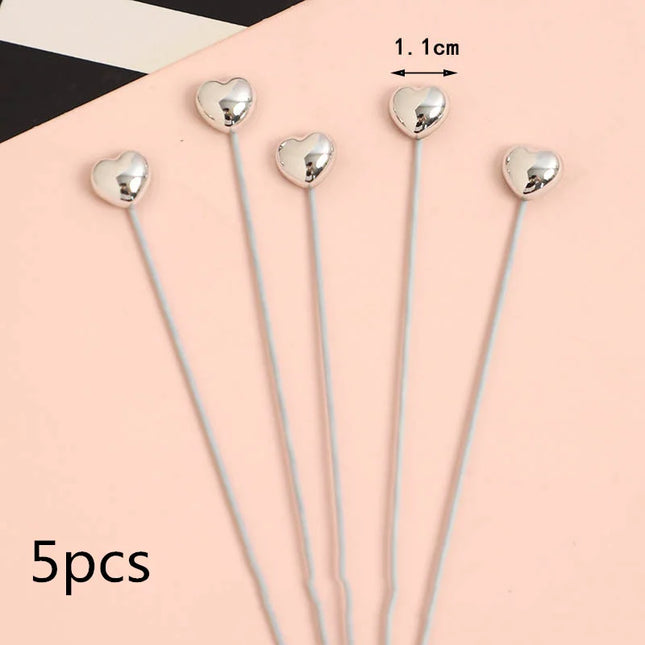 1 Set Mini Pentagram Happy Birthday Cake Topper Gold Heart-shaped DIY Kids' Birthday Party Cupcake Topper for Wedding Decoration