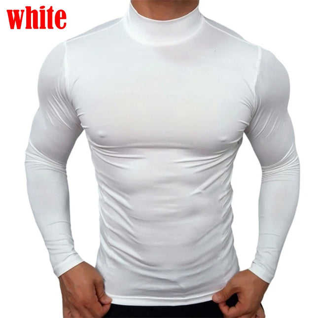Men's High Collar Sweater Pullover Casual Solid Color Sweaters Long Sleeve Warm Knitted Turtleneck Outerwear