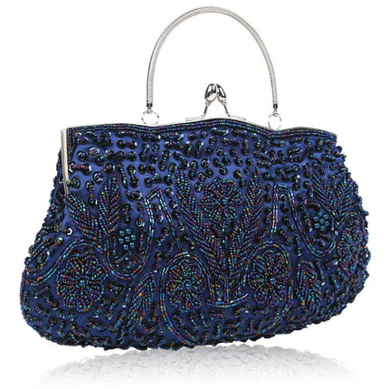 Women's Retro Small Totes Evening Bags Beaded Embroidered Ladies Clutch Purse Shoulder Chain Wedding Party Handbags Bags Purses