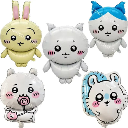 Chiikawa kawaii Happy Birthday Party Decorations Cute plate Banner Cake Topper Flag Balloons Disposable tableware Decorations