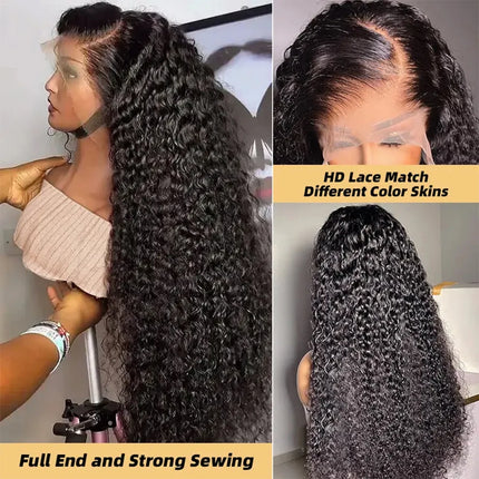 Deep Wave 13x6 HD Lace Frontal Wig Brazilian Curly Glueless Wigs Human Hair For Black Women Pre Plucked Wet An Wavy Human Hair