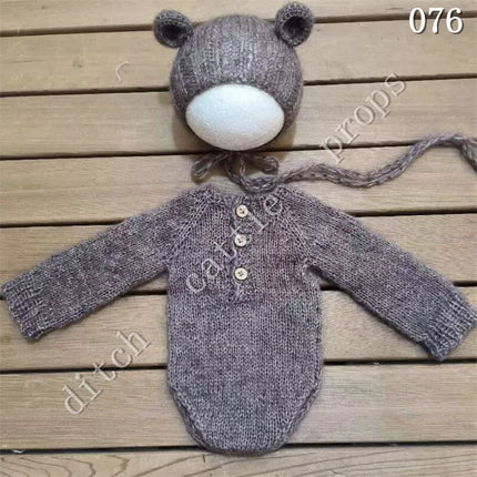Newborn Photography Props Mohair Bodysuit Jumpsuit +Teddy Bear Clothing Accessories