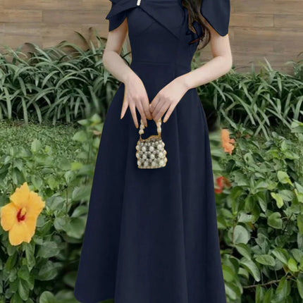 ZANZEA Elegant Women's Party Dresses Summer Fashion Square Neck Short Petal Sleeve Midi Dress Designer Wedding Guest Clothes