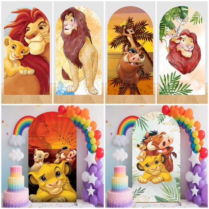 Simba The Lion King Arch Photography Backdrop Cover Elastic Fabric Baby's 1st Birthday Party Decor Photo Studio Background Props