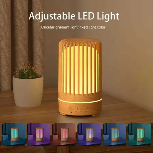 Wood-Grain Birdcage Aromatherapy Diffuser, Ultrasonic Humidifier, USB-Powered with RGB Night Light