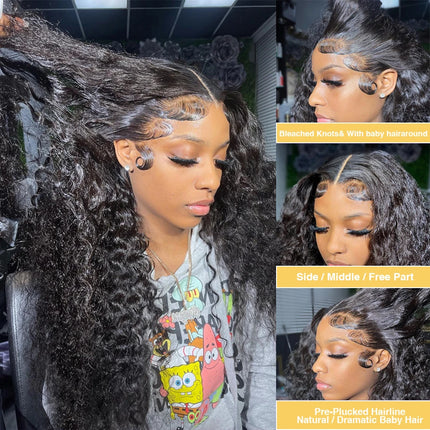 Invisi Strap HD 360 Full Lace Wig Human Hair 250 Density Pre Cut 360 Lace Front Wig Deep Curly Glueless Wig Human Hair Wig