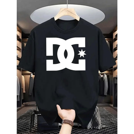 Casual Letter Pattern Print Tee Polyester Anti Wrinkle Short Sleeve Men Women Daily Tshirt